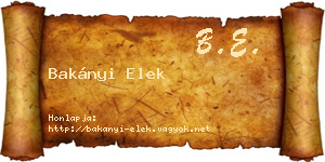 Bakányi Elek névjegykártya